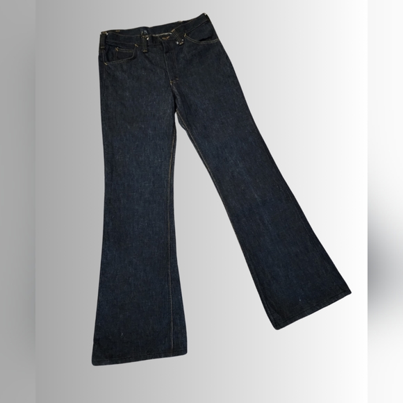 Vintage x 60s Lee Flare Bell Bottom Dark Wash Jean - Picture 3 of 8